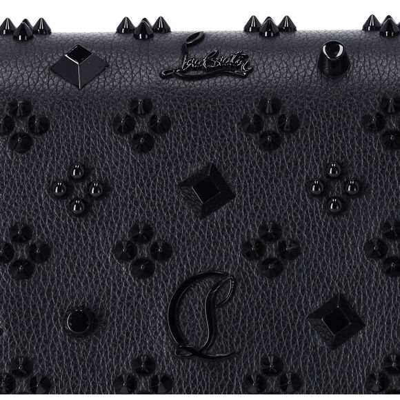 Christian Louboutin Paloma Clutch Crossbody Leather Black on Black Studded - Picture 2 of 8